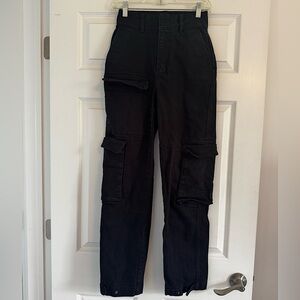 Aritzia TNA black denim Cargo Pant in Black Size 0